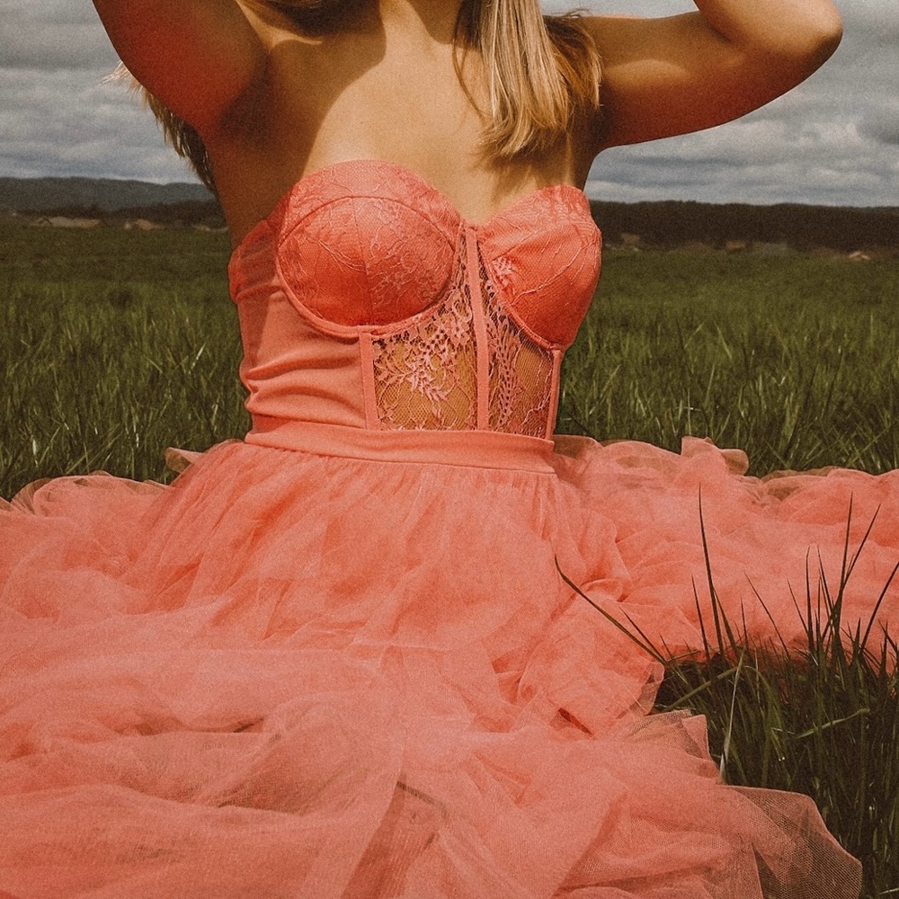 Fashion Nova Pink Strapless Sundress for Weddings/Prom